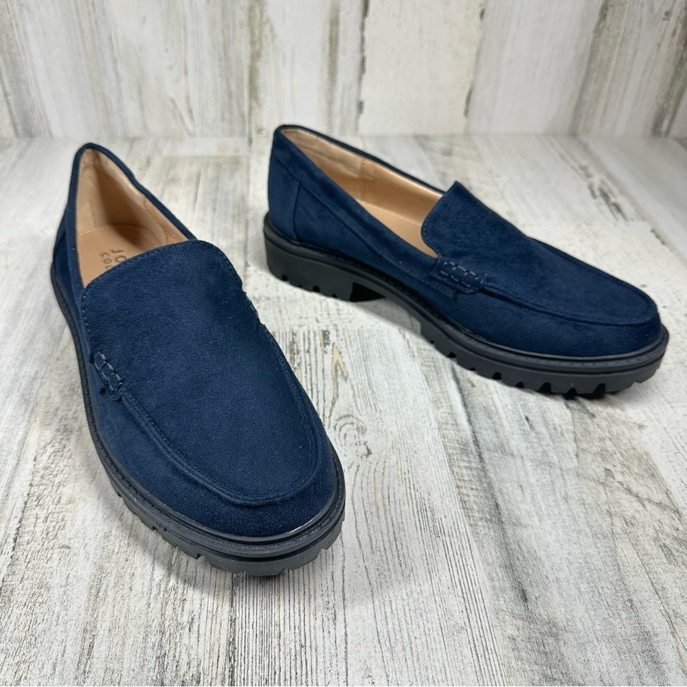 New Journee Collection Erika Faux Suede Navy Chunky Loafer #939 - Picture 6 of 12